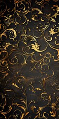 A gold and black floral patterned background. The pattern is very detailed and intricate. The background is the main focus of the image
