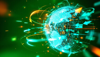 Obraz premium Global Network: Digital World Interconnectivity