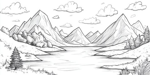 A mountain range with a lake in the middle. The mountains are covered in snow. The lake is calm and clear