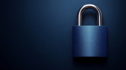 Fototapeta premium Vibrant and Secure Blue Padlock Set Against a Dark Blue Background Symbolizing Protection and Safety with a Minimalist Aesthetic and Emphasis on Trust and Security in Digital Environments