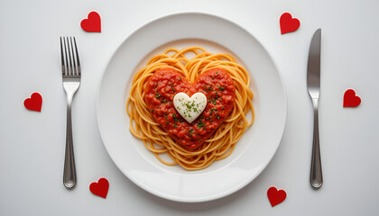 heart shaped noodles dish - Symbol of Love: Elegant Heart-Shaped Design. Valentines day food, happy valentines day, valentine day