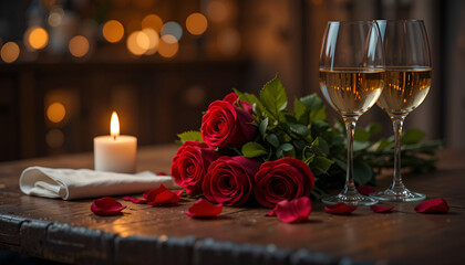 Elegant Romance: A Candlelit Valentine&rsquo;s Dinner with Wine, Roses, and Endless Love, valentines dinner, Valentines day