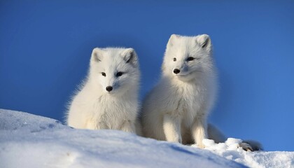 Two arctic foxes in the snow, Arctic fox, AI generated, Studio, AI generated