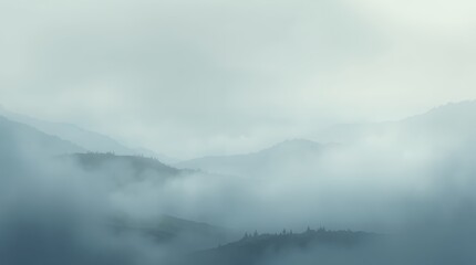 Obraz premium Misty Mountain Ranges Enveloped in Fog: A Serene Landscape Photography