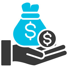 Profitability Glyph Blue Grey Icon