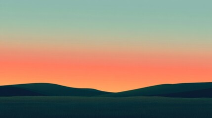 Fototapeta premium A computer generated image of a beautiful sunset over a grassy field. The sky is a mix of blue and pink, and the grass is lush and green. Concept of peace and tranquility