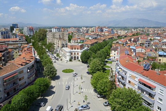 View from Red Tower, city center, Korca, Albania, Europe