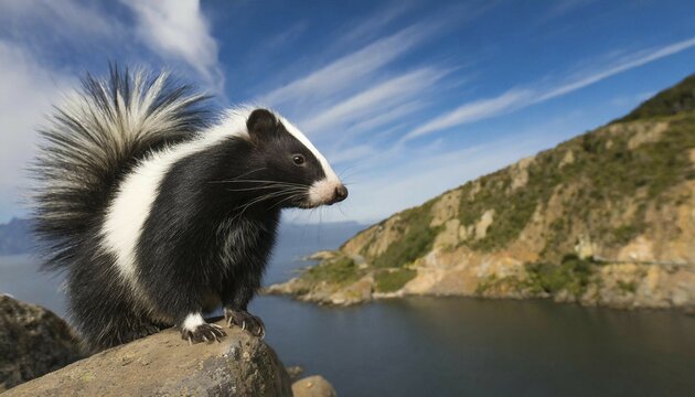 AI generated, animal, animals, mammal, mammals, biotope, habitat, one, individual, foraging, wildlife, Chile, South America, Patagonia, humboldt's hog-nosed skunk (Conepatus humboldtii), AI generated, South America