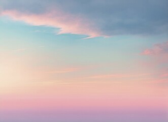 Peaceful pastel sky with minimal clouds and a pink and blue gradient, AI generated