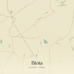 Obraz premium Retro Spanish map of Biota, Arag�n. Vintage street map.