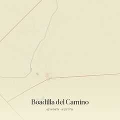 Fototapeta premium Retro Spanish map of Boadilla del Camino, Castilla y Le�n. Vintage street map.