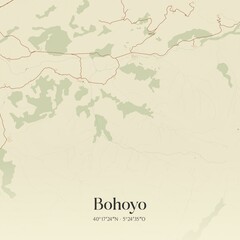 Retro Spanish map of Bohoyo, Castilla y Le�n. Vintage street map.