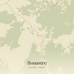 Retro Spanish map of Bonastre, Catalu�a. Vintage street map.