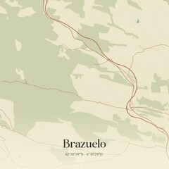 Fototapeta premium Retro Spanish map of Brazuelo, Castilla y Le�n. Vintage street map.