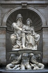 Albrecht fountain sculpture, unveiled in 1869, male symbolic of Danube, woman symbolic of Vienna, Albertina Museum, Vienna, Austria, Europe