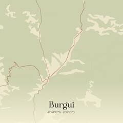 Obraz premium Retro Spanish map of Burgui, Comunidad Foral de Navarra. Vintage street map.