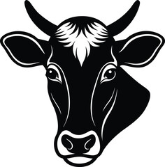 Black Cow Head Silhouette Vector