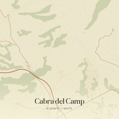 Retro Spanish map of Cabra del Camp, Catalu�a. Vintage street map.