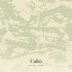 Retro Spanish map of Cab�, Catalu�a. Vintage street map.