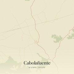 Obraz premium Retro Spanish map of Cabolafuente, Arag�n. Vintage street map.