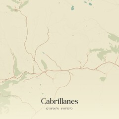 Retro Spanish map of Cabrillanes, Castilla y Le�n. Vintage street map.