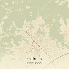 Retro Spanish map of Cabrils, Catalu�a. Vintage street map.