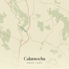 Obraz premium Retro Spanish map of Calamocha, Arag�n. Vintage street map.