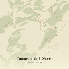 Obraz premium Retro Spanish map of Camarena de la Sierra, Arag�n. Vintage street map.