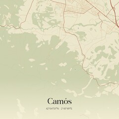 Obraz premium Retro Spanish map of Cam�s, Catalu�a. Vintage street map.