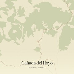 Retro Spanish map of Ca�ada del Hoyo, Castilla-La Mancha. Vintage street map.