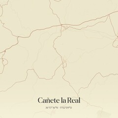 Retro Spanish map of Ca�ete la Real, Andaluc�a. Vintage street map.