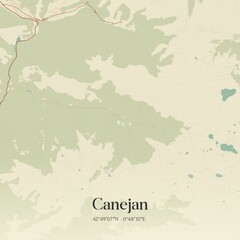 Obraz premium Retro Spanish map of Canejan, Catalu�a. Vintage street map.