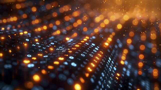 Conceptual representation of the digital world in abstract beauty. Countless numbers and symbols show the flood of data circulating in the world. AI generated
