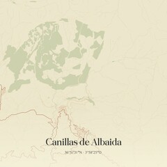 Obraz premium Retro Spanish map of Canillas de Albaida, Andaluc�a. Vintage street map.