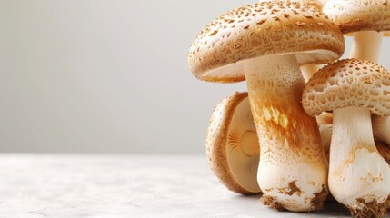 Mushroom against a light background, wonderful seasonal mushroom. Background serene, mushroom distinct.