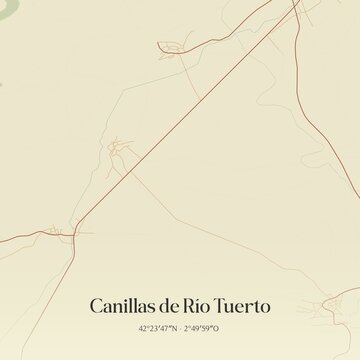 Vintage map of Canillas de Rio Tuerto, Spain.