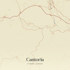 Obraz premium Retro Spanish map of Cantoria, Andaluc�a. Vintage street map.