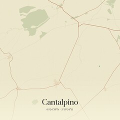 Retro Spanish map of Cantalpino, Castilla y Le�n. Vintage street map.