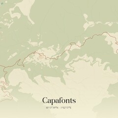 Retro Spanish map of Capafonts, Catalu�a. Vintage street map.