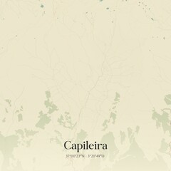 Retro Spanish map of Capileira, Andaluc�a. Vintage street map.