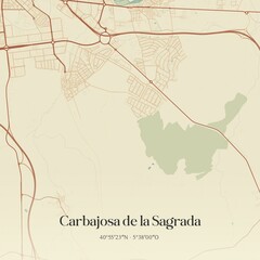 Fototapeta premium Retro Spanish map of Carbajosa de la Sagrada, Castilla y Le�n. Vintage street map.