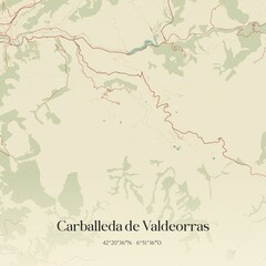 Obraz premium Retro Spanish map of Carballeda de Valdeorras, Galicia. Vintage street map.