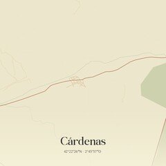 Retro Spanish map of C�rdenas, La Rioja. Vintage street map.