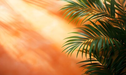 Obraz premium Blurred shadow from leaves on the color Wallpaper, generation AI 