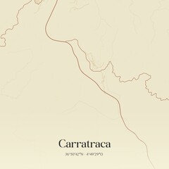 Retro Spanish map of Carratraca, Andaluc�a. Vintage street map.