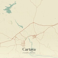 Retro Spanish map of Cartaya, Andaluc�a. Vintage street map.