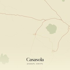 Retro Spanish map of Casasola, Castilla y Le�n. Vintage street map.