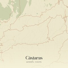 Retro Spanish map of C�staras, Andaluc�a. Vintage street map.