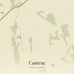 Retro Spanish map of Castraz, Castilla y Le�n. Vintage street map.