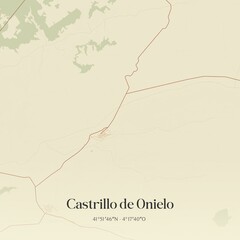 Fototapeta premium Retro Spanish map of Castrillo de Onielo, Castilla y Le�n. Vintage street map.